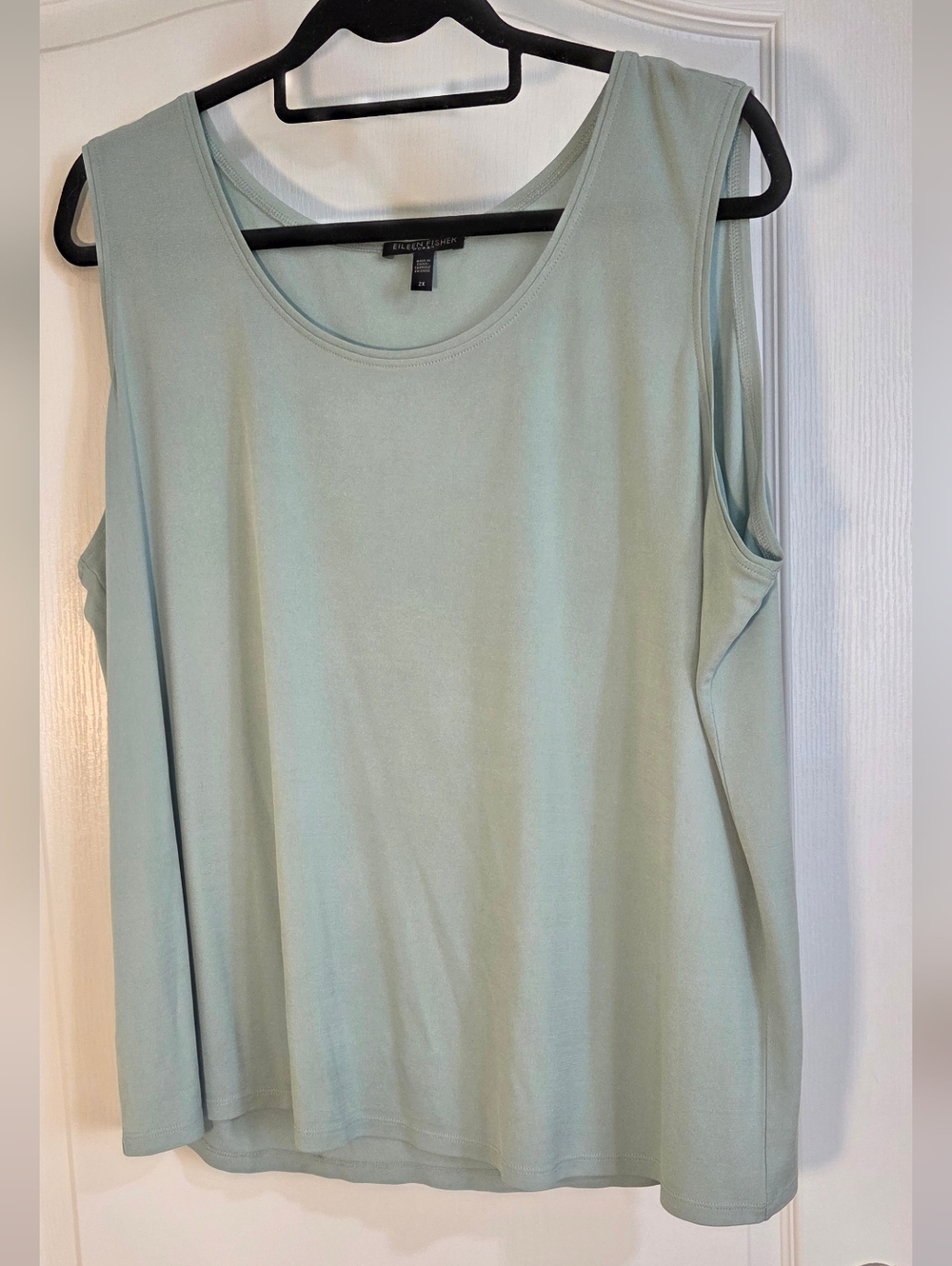 Eileen Fisher Light Sage Scoop Neck Sleeveless Tank